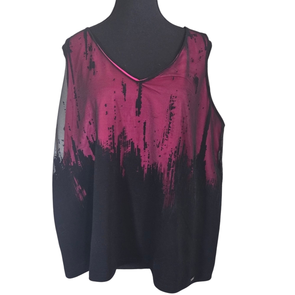 ⭐️mblm Pink and Black Sleeveless Tank Top  Size 1X